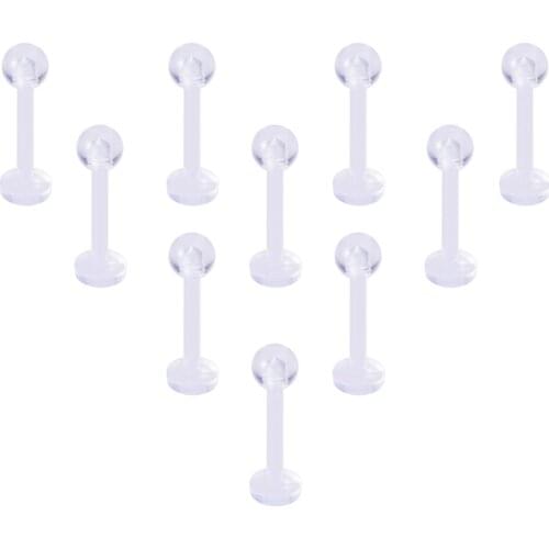 10PCS Clear Cartilage Earring 16G Bioflex Tragus Retainer Lip Rings Labret Monroe Iip Stud Ear Flexible Helix Earring Piercing