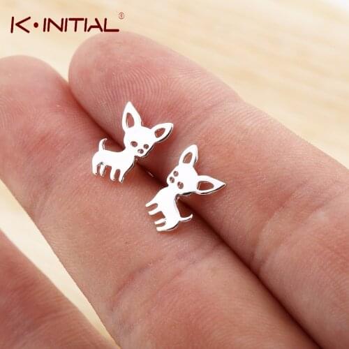 Kinitial Animal Chihuahua Baby Dog Earring Fashion Party Gold Studs Earrings Accessories Jewelry For Kids Girls Cute Gift