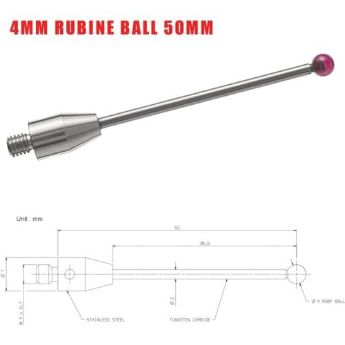 CMM Touch Probe Stylus 4mm Dia Rubine Ball Ceramic Stem M4 CMM A-5003-4799 Tools Touch Probe CMM Machines & Comparators