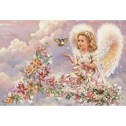 Stamped cross stitch NEW 100% Printed Cross-stitch Kits Flowers Angel Embroidery Set European Home Decor With Tools