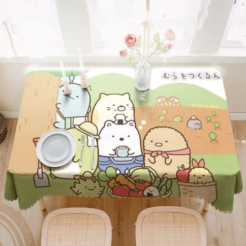 Study Table Cloth Sumikkogurashi Waterproof Table Cover Cloth Rectangular Decor Dinner Oilcloth Cartoon Pattern Coffee Table Mat