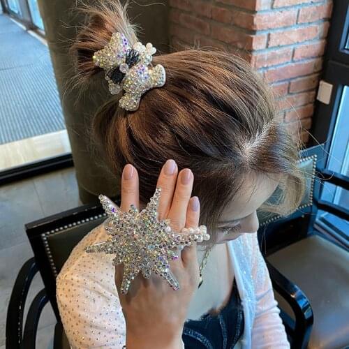 Rhinestone Star Snowflake Hair Accessories Elastic Hair Bands Luxury Crystal Flower Animal Bow Headdress Rubber Bands Wholesale