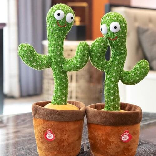 Dancing Singing Cactus Plush Toys Electronic Speaking Recording Dancer Talking Novelty Music Luminescent Doll Gifts Decoration
