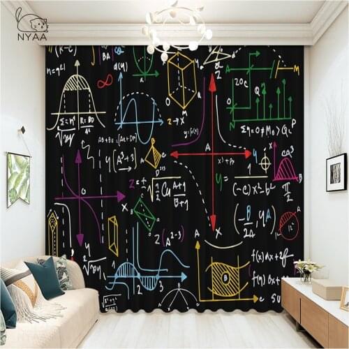 Funny Chemical Mathematical Formula Printed Curtain Modern House Decoration Curtains For Bedroom Decor Teen Room Micro Shading