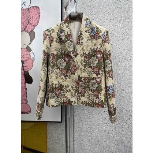 New 2021SS Vintage Women High Quality Fashion Flower Prints Blazer Female OL Jacket Coat Ddxgz2 2.22