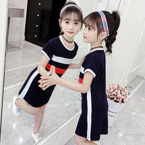 VIDMID Girls Dresses Teenage Party Dress clothes For Girls Summer short Sleeve Cartoon Kids Dress For Girls 4-12 Years P581