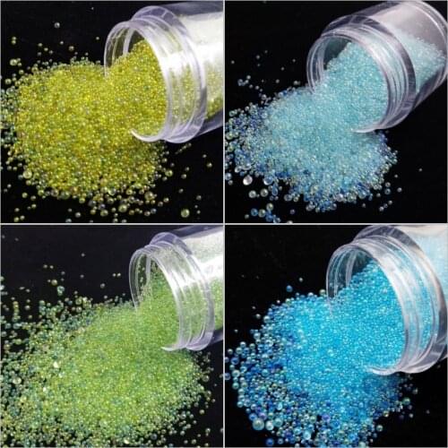 1Box 0.8mm-2mm Mini Nail Glitter Micro Caviar Beads Crystal Mini Beads Rhinestones Pearl Tips 3D UV Gel DIY Acrylic Beads 10g
