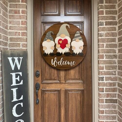 1PC Gnome Door Hanger Seasonal Welcome Sign with Interchangeable Holiday Pieces for Front Door Porch Hanging Handmade