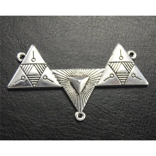 10pcs Silver Color Three triangles Pendant Connector DIY Necklace Findings A1805