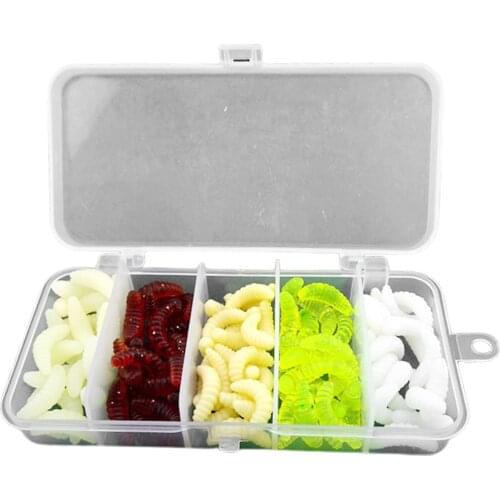 100pcs 2.4cm Soft Maggots Lures Worms Fishing Lures Saltwater Soft Silicone