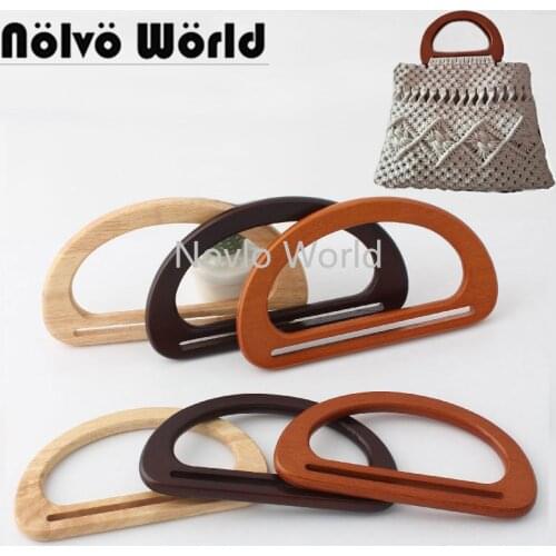 2-10-20 pieces,2 size 3 colors 15X8.5cm 17X9.5cm Solid Oak Tree Wood hand made bags handbags handle,Sewing Wood bag purse handle