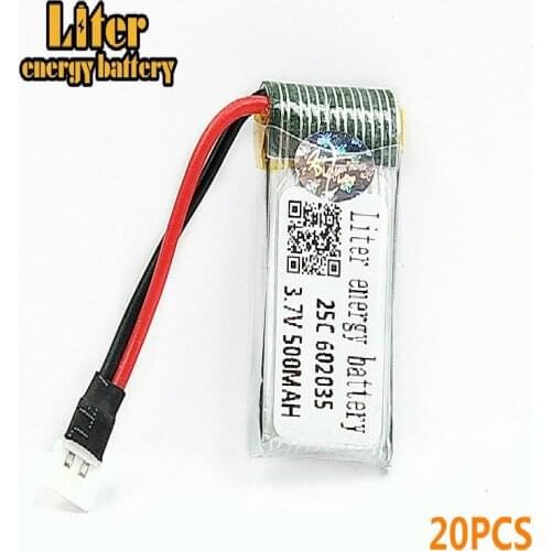 20pcs/lot H31 H107 X4 KY101 Spare Parts 3.7V 500mah 602035 Original Battery H31-011 Lipo battery 500 mah For H31 XH plug 25C