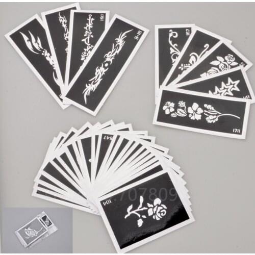 50 Mixed Design Sheets Stencil for Flash Body Paint-Airbrush tattooTemplate Glitter Temporay Tattoo Kit- Free shipping