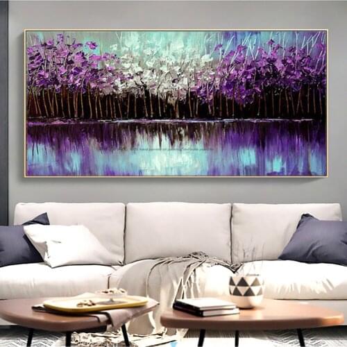 Abstract canvas painting decorative picture canvas art modern art for home wall decor painting purple Handmade art living room