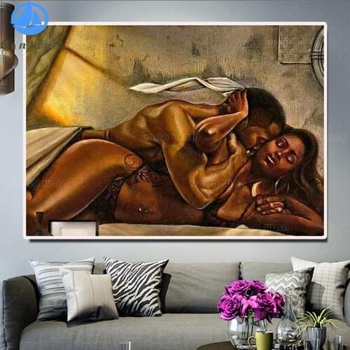 Diamond painting Romantic african couple cross stitch 5d handmade full square round drill rhinestones picture diamond embroidery