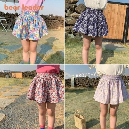 Bear Leader Summer Girls Casual Shorts 2021 New Fashion Toddler Flowers Print Pants Kids Cute Princess Clothing For 2-7 Years