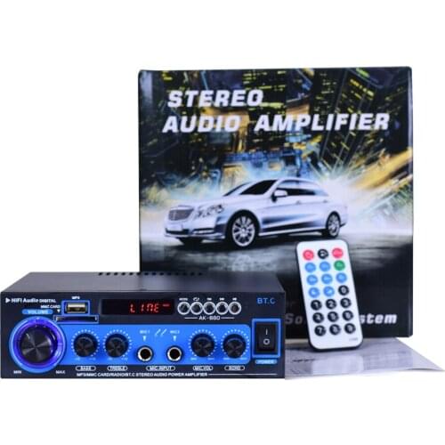 Bluetooth-Compatible 2*80W FM Radio Mp3 Player Audio Power Amplifier HiFi Equalizer Mic Car Home Theater Music AMP Mp3 Decoder