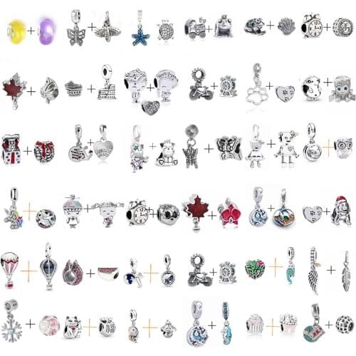 2pcs The Little Mermaid Princess and Cartoon Beads Fit Brand Charms Bracelet Necklace For Woman Jewelry Making Accessories