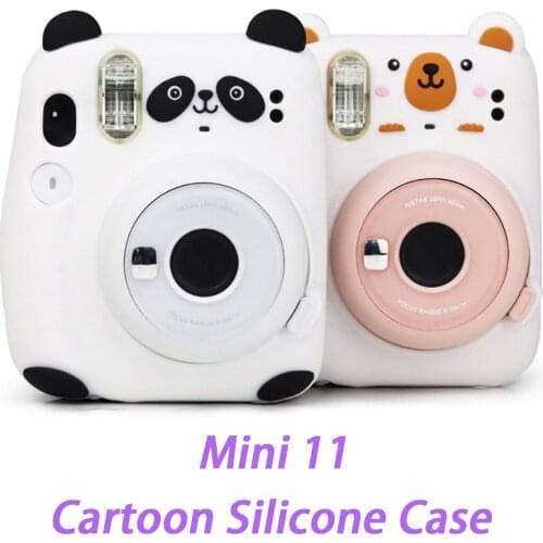 Cartoons Bear Panda Shape Soft Silicone Protective Case Scratch Proof Anti-Drop For Instax Mini 11 Camera