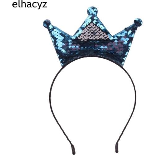 1PC NEW Kids Reversible Sequin Crown Hairband Children DIY Party Headband Photography Props Headwear Girls Hair Accessories