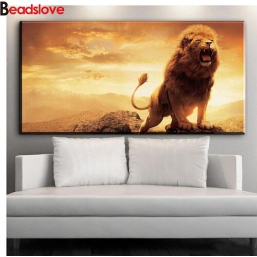 DIY 5D Diamond Painting Lonely Lion King Embroidery large home Decoration Full Square/Round Rhinestone Mosaic art
