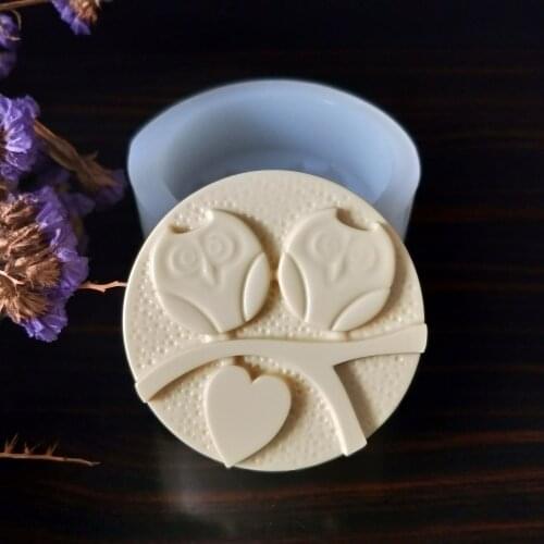 DW0158 PRZY Silicone Mold Couple Owl Love Heart Tree Round Soap Molds Gypsum Chocolate Candle Candy Mold Clay Resin Moulds