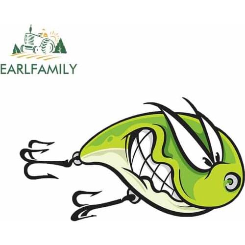 EARLFAMILY 13cm x 7.2cm for Fishing Lure Funny Car Stickers Vinyl Graphics JDM RV VAN Fine Decal Car Accessories Logo Windshield