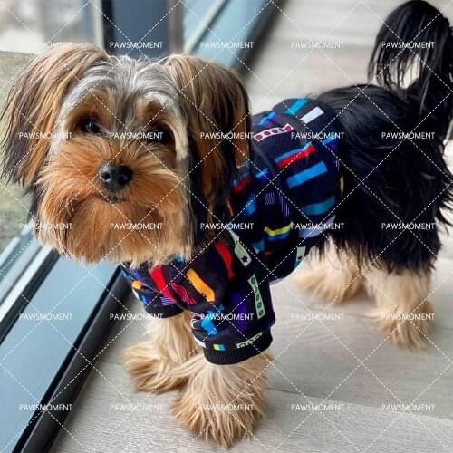 Chihuahua Cotton Sweater Pet Dog Clothes for Small Dogs Clothing French Bulldog Color Building Blocks Tshirt for Yorkies PC1369