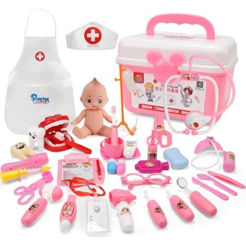 21-39Pcs Children Simulation Doctor Game Toys Set Cosplay Doctors Vocal Light Stethoscope Simulation Medical Equipment Tool Kit