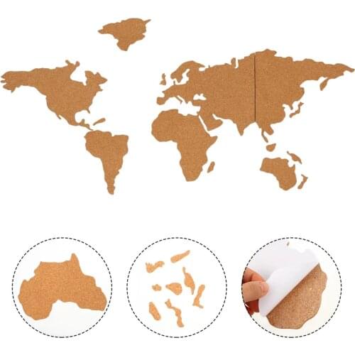 Classic Natural Wooden Cork World Map Cork Board Self Adhesive Ornaments