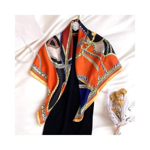 90*90cm Retro Whip New Womens Twill Weave Silk Large Square Scarf Shawl Dual-Purpose Scarf Decorative Neckerchief Scarf women