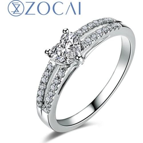 ZOCAI 100% natural diamond ring 0.54 ct certified diamond 18K white gold ring engagement ring fine jewelry W05945