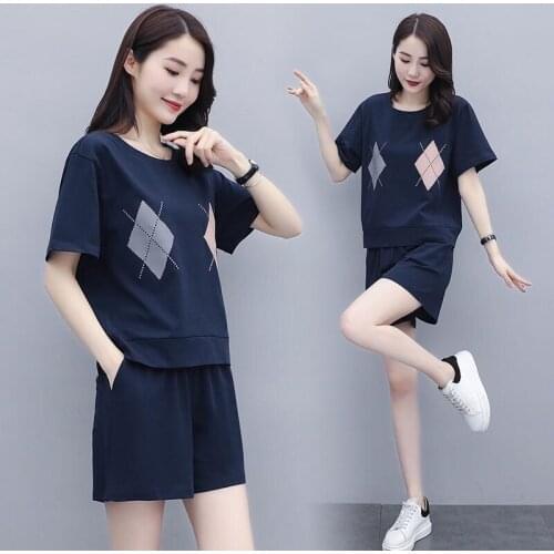 Summer Tracksuit Women Two Piece Set Casual Loose Clothes Pullover Top and Shorts Sweat Suit Female Matching Sets Leisure Outfit