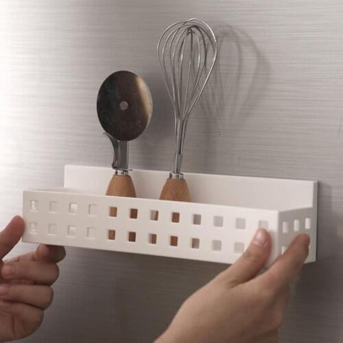 Magnetic Fridge Storage Rack Kitchen Spoon Hanging Basket Sundries Refrigerator Shelf Toothpaste Soap Organizer For Bathroom