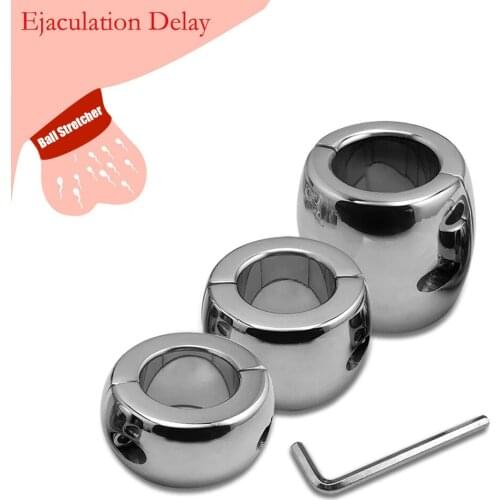 Magnetic BDSM Delay Ejaculation Scrotum Pendant Ball Stretcher Male Cock Penis Ring Lock Chastity Belt Device Sex Toys For Men