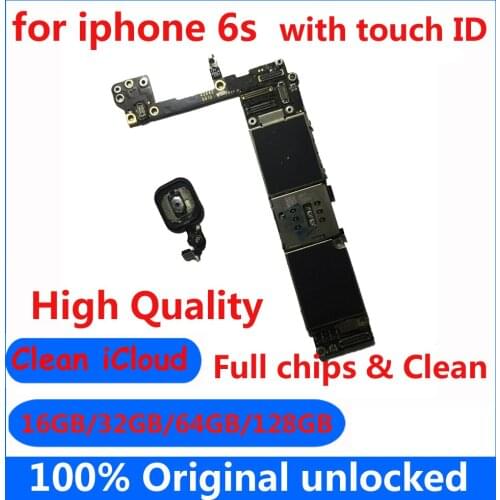 Clean iCloud 16GB 32GB 64GB 128GB Mainboard for iphone 6s with / without Touch ID Original unlocked for iphone 6S Motherboard