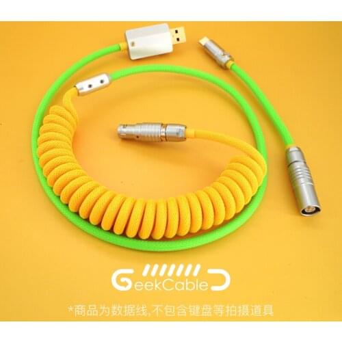 GeekCable Handmade Customized Mechanical Keyboard Data Cable For GMK Theme SP Keycap Line Yellow And Green Colorway