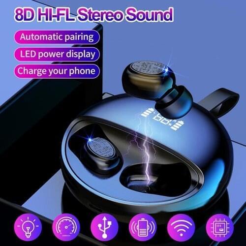 YTOM MINI Smallest True Wireless Headphones Bluetooth Earphone 5.0 Earbuds with LED display headset for xiaomi huawei iphone pc