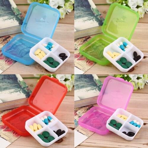 4 cells pill storage case Portable Organizer Box preservation protect separate division container Storage