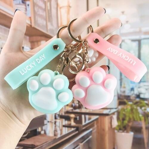 2021 New Cute Cat Claw Keyring Macaron Color Matching Car Keychain Bag Pendant Custom Pendant Gift Keychains