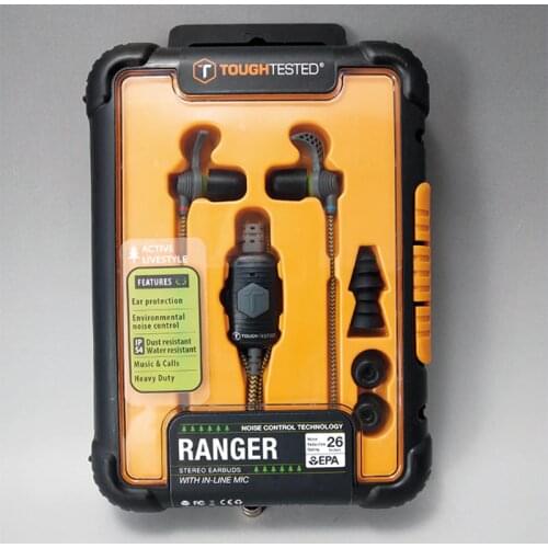 New USA Toughtested Ranger Noise reduction wired earphone outdoor work sport IN-Ear headphone Stereo earbuds