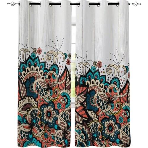 New Luxury Curtains Mandala Pattern Flower Wood Grain Window Curtains Home Living Room/bedroom Decor Curtains for Living Room