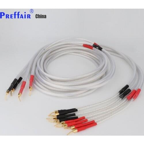 OCC Copper Silver Plated with Insulation Cable HIFI Pin Banana Plug to Pin Plug Speaker Wire for Audiophiles and HiFi Sys