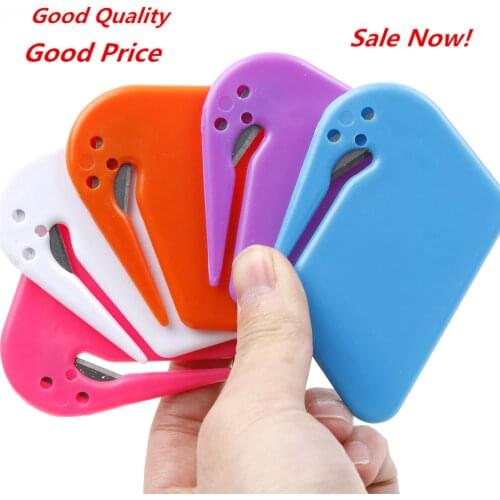 Random Color Plastic Mini Letter Knife Letter Mail Envelope Opener Safety Paper Guarded Cutter Blade Office Equipment
