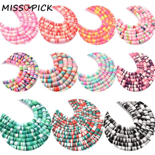4/6mm Christmas Color Flat Round Polymer Clay Beads Chip Disk Loose Spacer Handmade Slice Beads for DIY Jewelry Making Bracelets