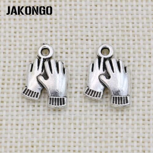 JAKONGO Antique Silver Plated Glove Charms Pendant for Jewelry Making Bracelet Accessories DIY Handmade 20X13mm 20PCS/lot