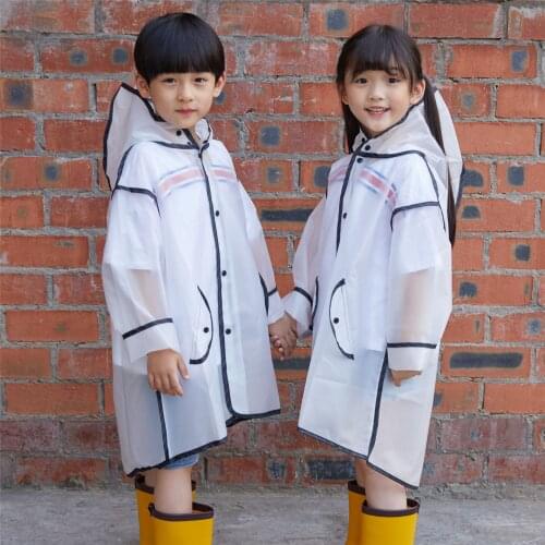 Transparent EVA Raincoat Boys Girls Rain Coat Hooded Outdoors Clear Waterproof Kids Rain Coat Children 's Rainwear Impermeable