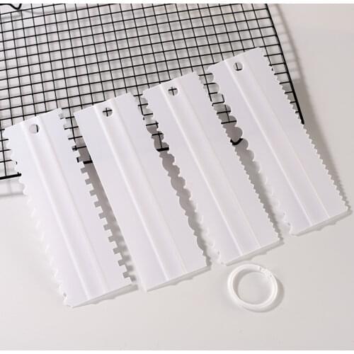 4Pcs/Set Cake Decorating Comb Cake Scraper Smoother Cream Decorating Pastry Icing Comb Fondant Spatulas Baking Pastry Tools