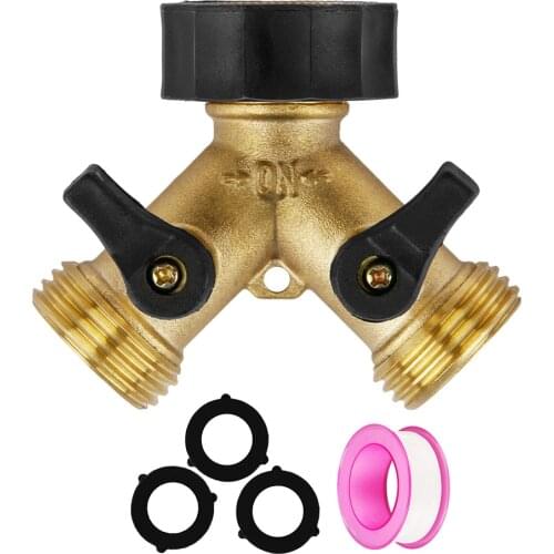 Garden Hose Splitter Y-Type Connector Brass Hose Adapter 2 Way Hose Splitter 3/4” Hose Tap Connector Distributor For Outdoor Tap