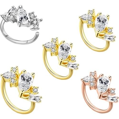 Ear Piercing Jewelry Brass Hoop With Cz Pendant Cartilage Earrings Moon Flower Wings Helix Tragus Rook Earrings Daith Septum